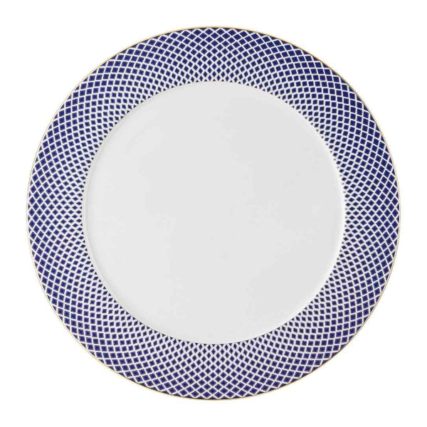 Francis Carreau Blue porcelain presentation plate with royal blue and gold check pattern by Rosenthal
