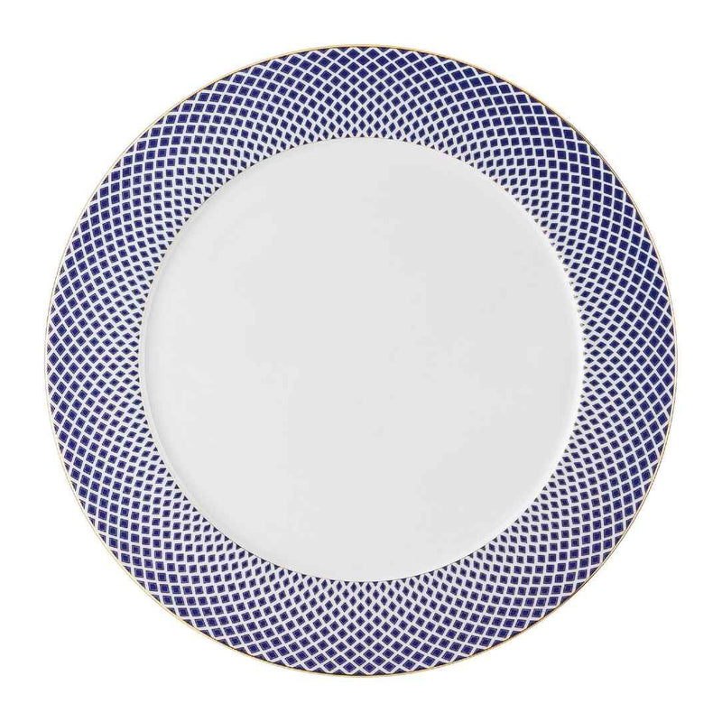 Francis Carreau Blue porcelain presentation plate with royal blue and gold check pattern by Rosenthal