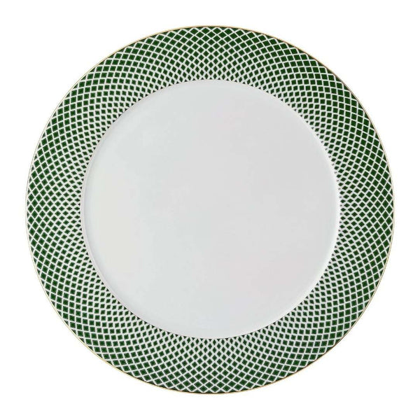 Francis Carreau Green porcelain presentation plate with green and gold check design by Rosenthal