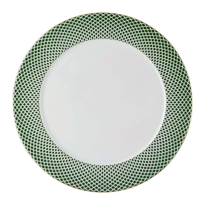 Francis Carreau Green porcelain presentation plate with green and gold check design by Rosenthal
