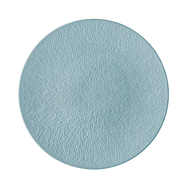 Raynaud Minéral Irisé Sky Blue porcelain presentation plate fully engraved with iridescent finish and sculptural detail