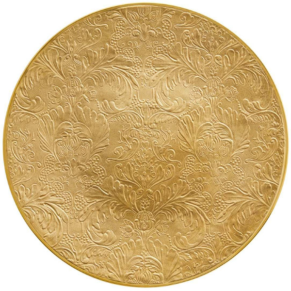 Raynaud Italian Renaissance Gold Limoges porcelain presentation plate with embossed arabesques and gold finish.
