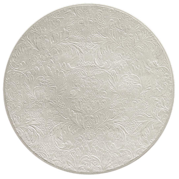 Italian Renaissance Irisé Pearl Grey presentation plate by Raynaud, Limoges porcelain with arabesques, pearl grey iridescence, and platinum accents.