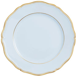 Presentation Plate Mazurka Blue Grey by Raynaud in fine Limoges porcelain with gilded scalloped contour and soft blue-grey décor.