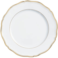 Mazurka White & Gold presentation plate by Raynaud in fine Limoges porcelain with golden festoons inspired by the Polka collection.