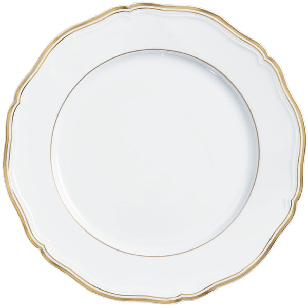 Mazurka White & Gold presentation plate by Raynaud in fine Limoges porcelain with golden festoons inspired by the Polka collection.