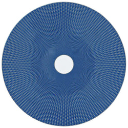 Raynaud Trésor Bleu Limoges porcelain presentation plate in cobalt blue with platinum honeycomb pattern