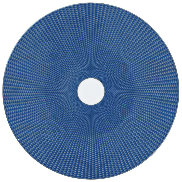 Raynaud Trésor Bleu Limoges porcelain presentation plate in cobalt blue with platinum honeycomb pattern