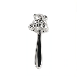 sterling silver teddy bear baby rattle with smooth handle by Sonja Quandt