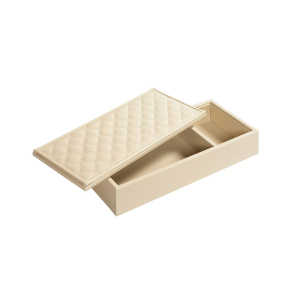 Leather Rectangular Box Celio Diamonds by Giobagnara x Riviere with quilted padded leather lid