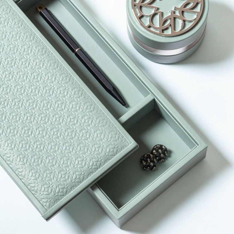 Styled Leather Rectangular Box Monogram by Giobagnara x Elie Saab with monogram padded leather lid