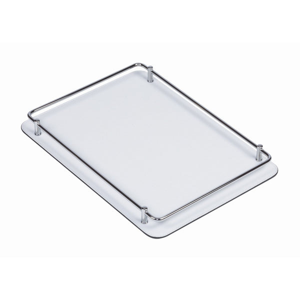 Rectangular Rondo medium tray with metal frame on a white background