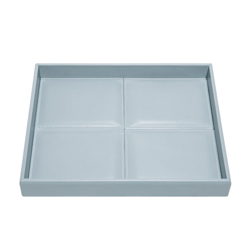 Rectangular Leather Tray with Stitched Padding Eva Classic azure by Riviere x Giobagnara