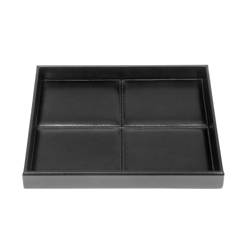Rectangular Leather Tray with Stitched Padding Eva Classic black by Riviere x Giobagnara