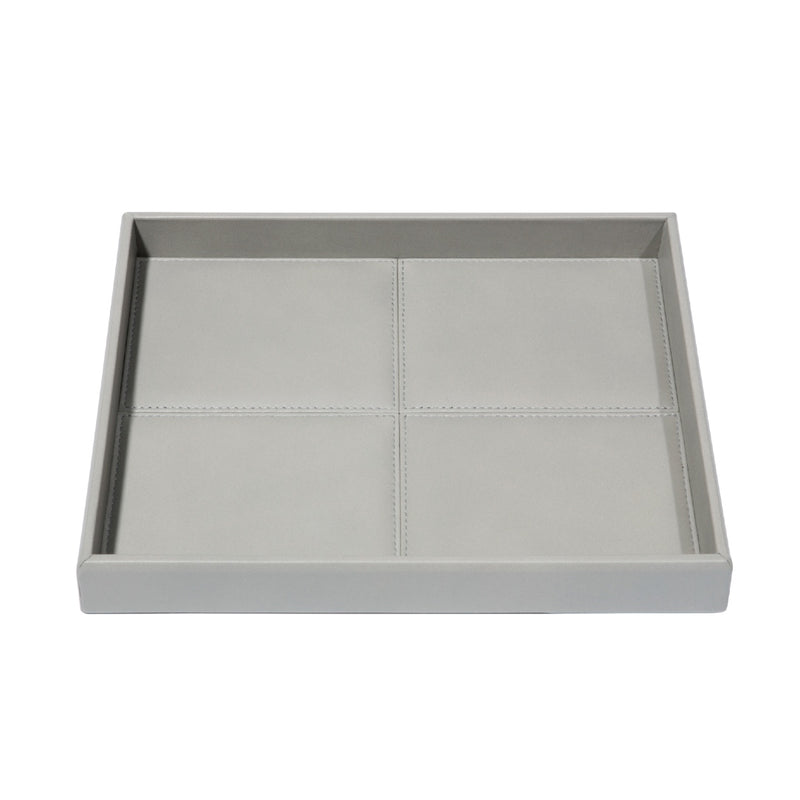 Rectangular Leather Tray with Stitched Padding Eva Classic grey by Riviere x Giobagnara