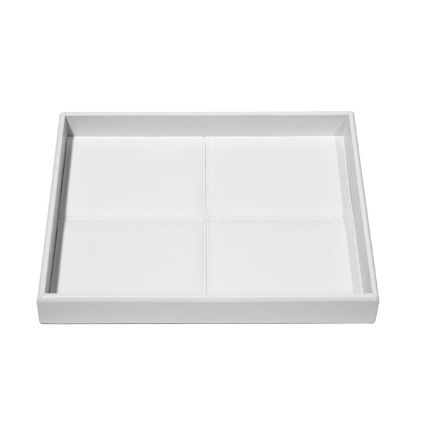 Rectangular Leather Tray with Stitched Padding Eva Classic white by Riviere x Giobagnara