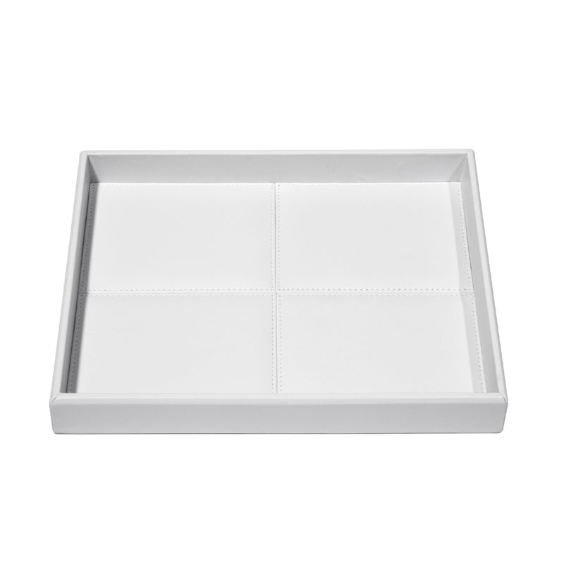 Rectangular Leather Tray with Stitched Padding Eva Classic white by Riviere x Giobagnara