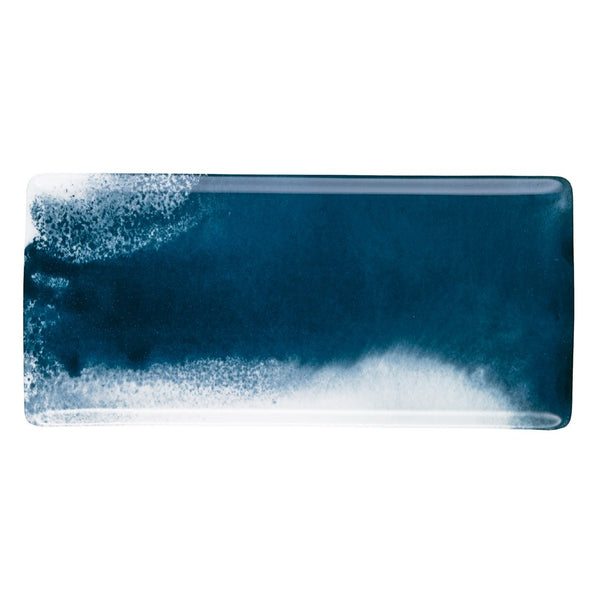 Raynaud Abysses porcelain rectangular tray in indigo blue marine design