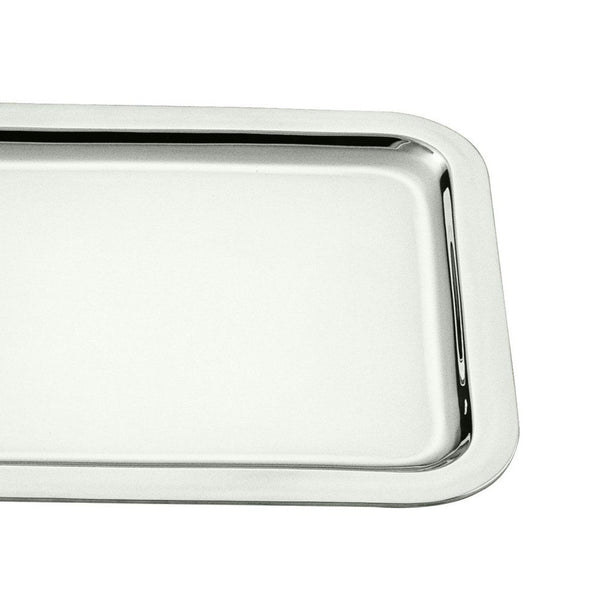 Close-up of the Rectangular Essentia tray silver-plated by Schiavon, handcrafted in Italy and available in multiple sizes for refined serving or display.