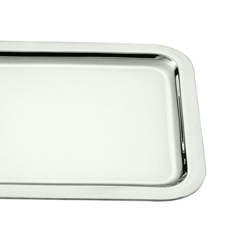 Close-up of the Rectangular Essentia tray silver-plated by Schiavon, handcrafted in Italy and available in multiple sizes for refined serving or display.