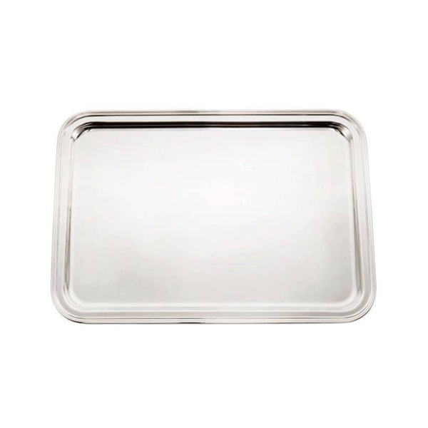 Rectangular London tray silver-plated by Sonja Quandt, handcrafted in Germany and available in multiple sizes for elegant serving or display.