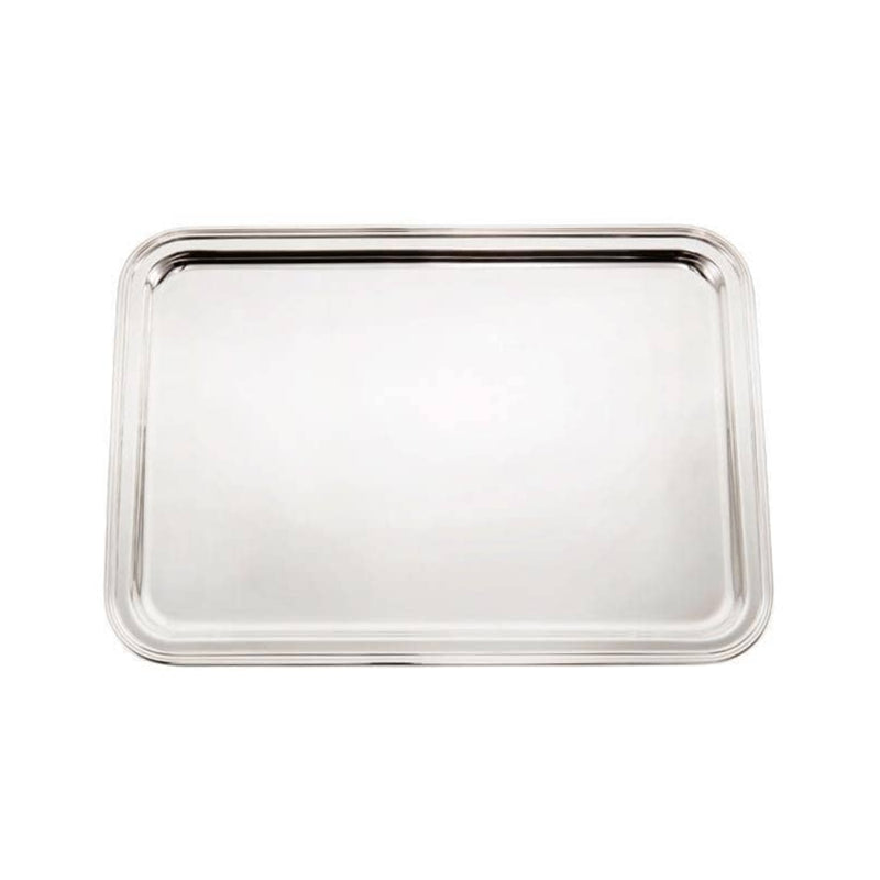 Rectangular London tray silver-plated by Sonja Quandt, handcrafted in Germany and available in multiple sizes for elegant serving or display.