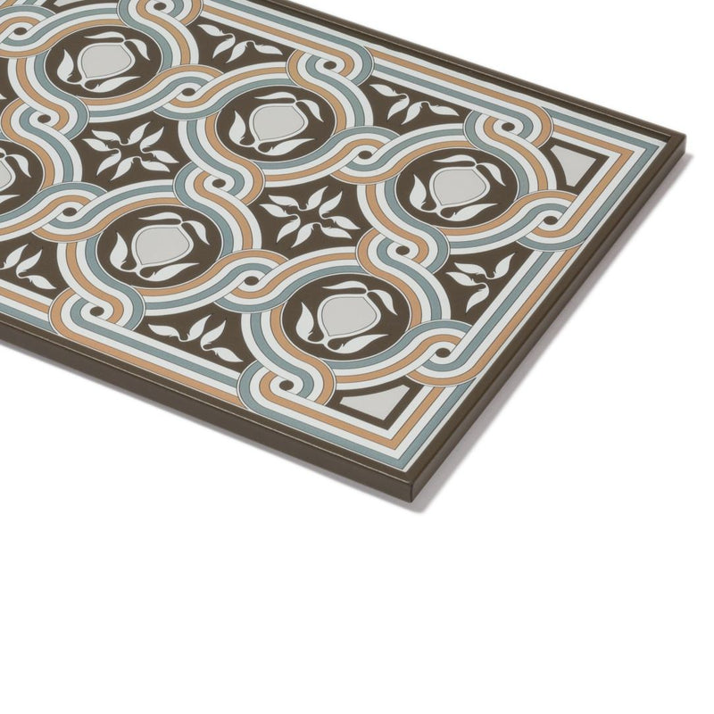 Close-up of Rectangular Tray San Marco No1 Medium by Giobagnara in leather with Venetian-inspired motif