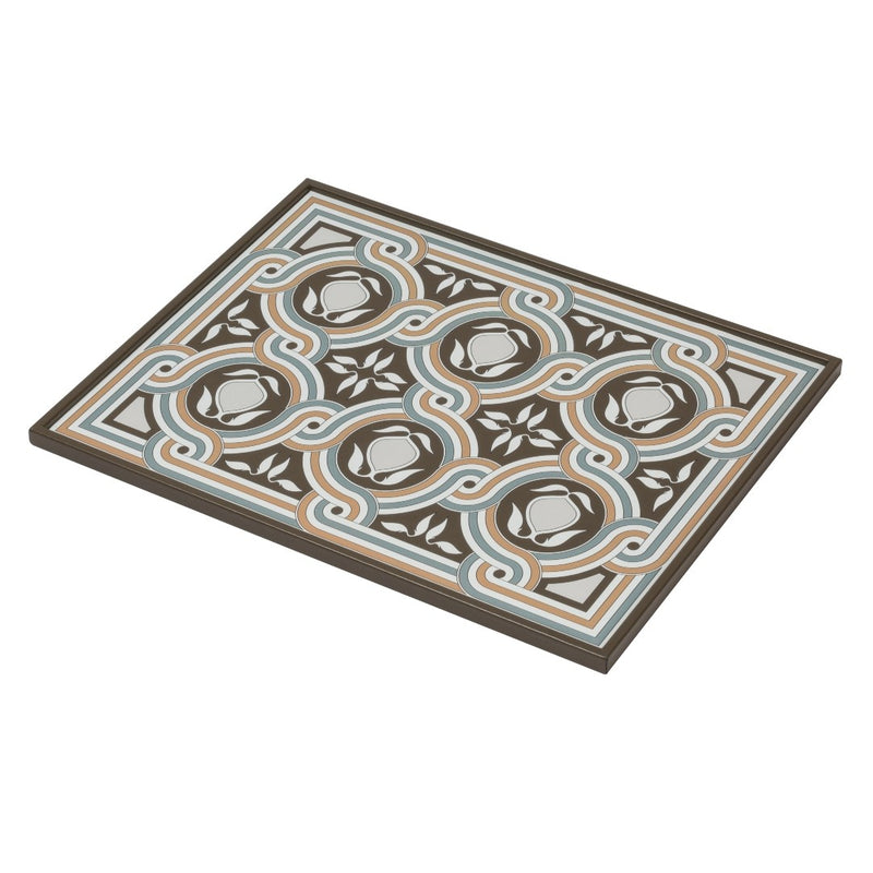 Rectangular Tray San Marco No1 Medium by Giobagnara in leather with Venetian-inspired motif