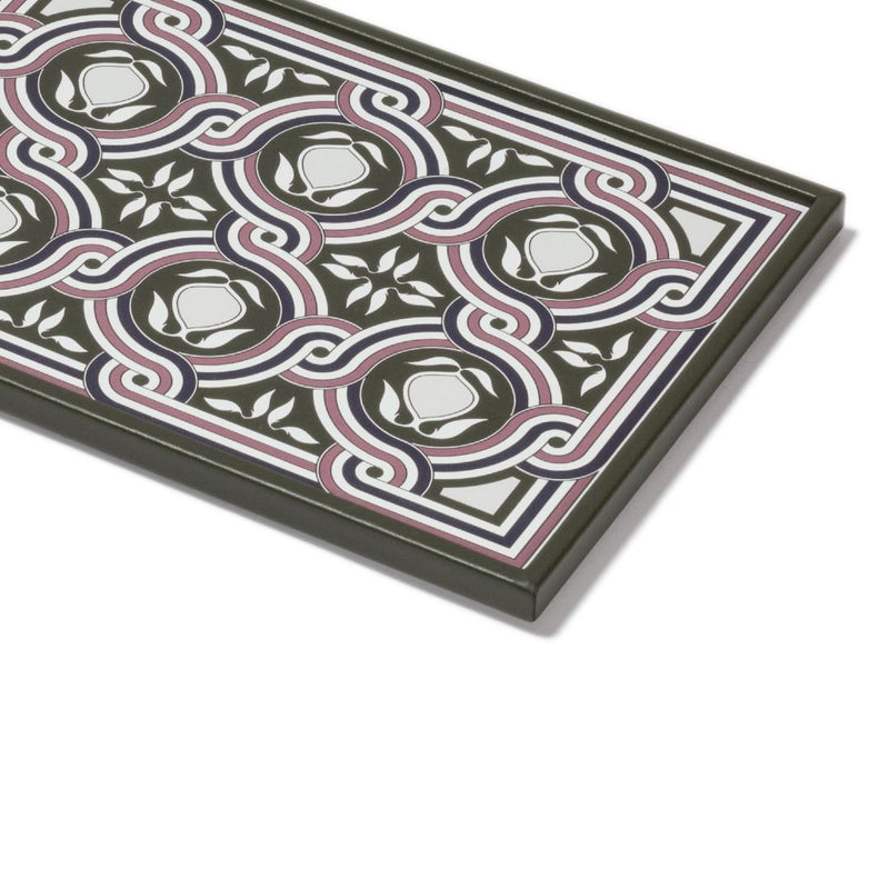 Close-uo of Rectangular Tray San Marco No1 Mini by Giobagnara in leather with Venetian marble-inspired motif