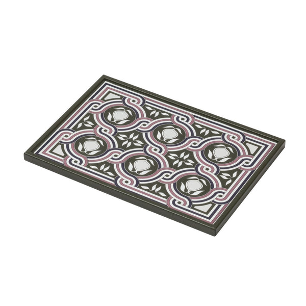 Rectangular Tray San Marco No1 Mini by Giobagnara in leather with Venetian marble-inspired motif