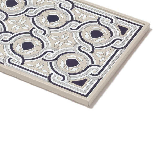 Close-up Rectangular Tray San Marco No1 Small by Giobagnara in leather with Venetian marble-inspired motif