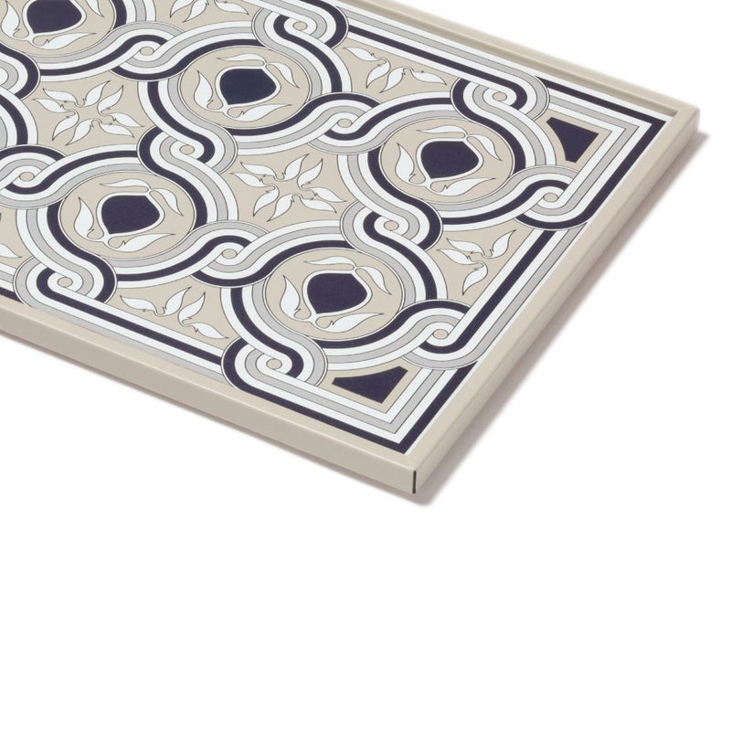 Close-up Rectangular Tray San Marco No1 Small by Giobagnara in leather with Venetian marble-inspired motif