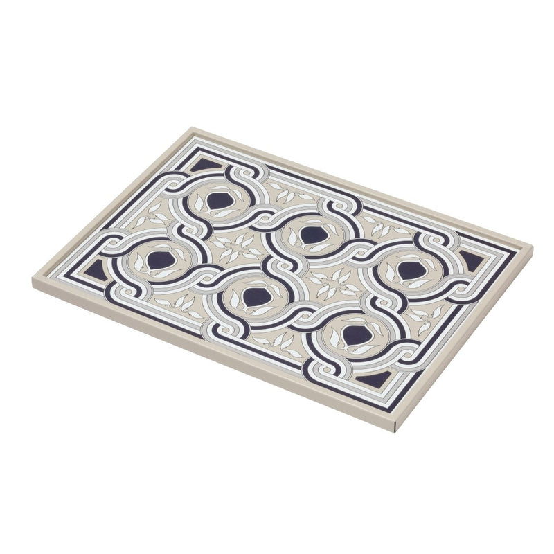 Rectangular Tray San Marco No1 Small by Giobagnara in leather with Venetian marble-inspired motif