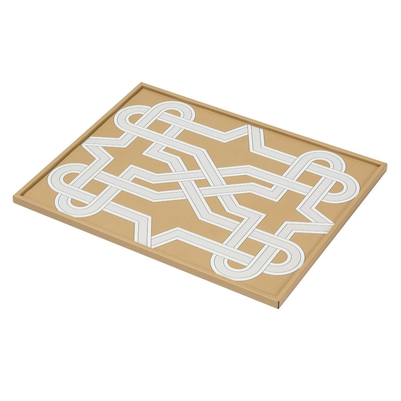 Rectangular Tray San Marco No2 Medium by Giobagnara in leather with Venetian interwoven motif