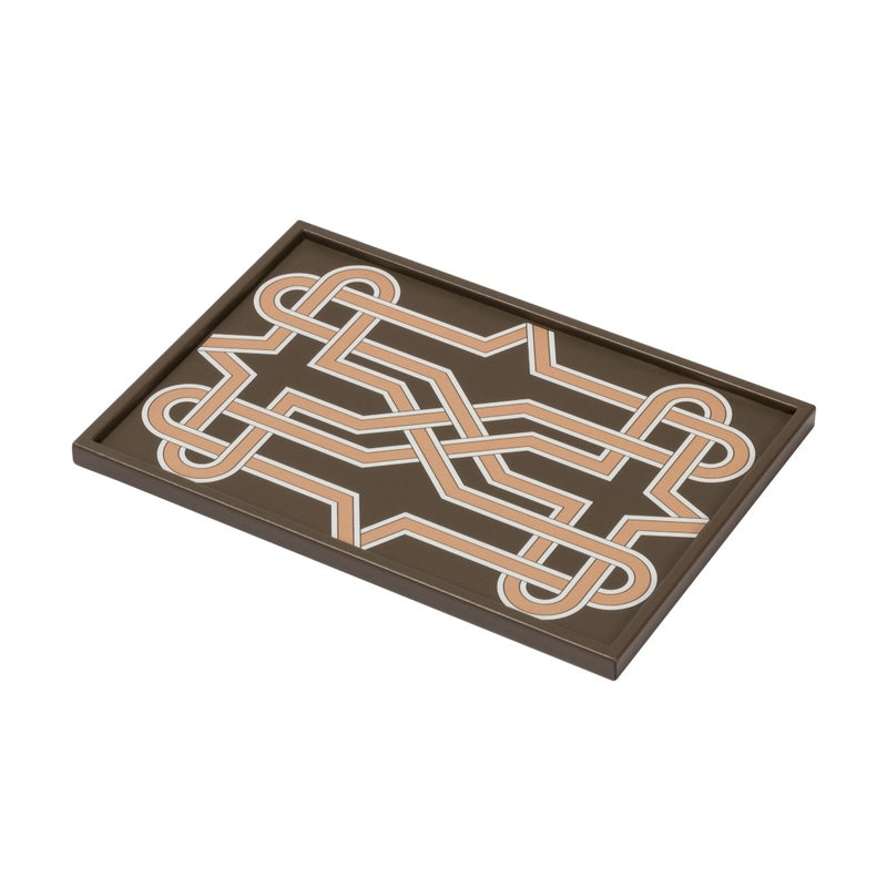 Rectangular Tray San Marco No2 Mini by Giobagnara in leather with Venetian interwoven motif