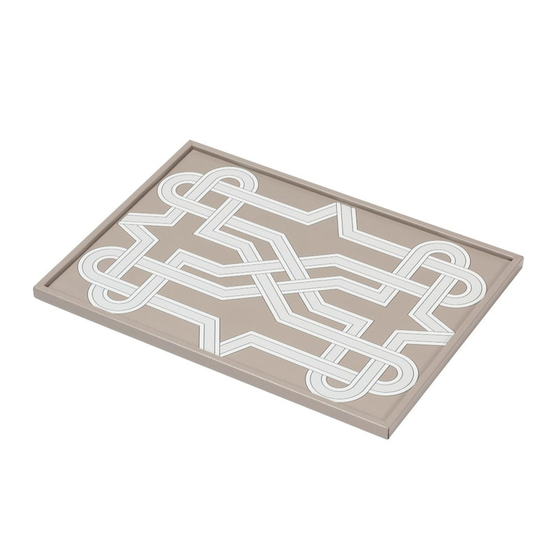 Rectangular Tray San Marco No2 Small by Giobagnara in leather with Venetian interwoven motif