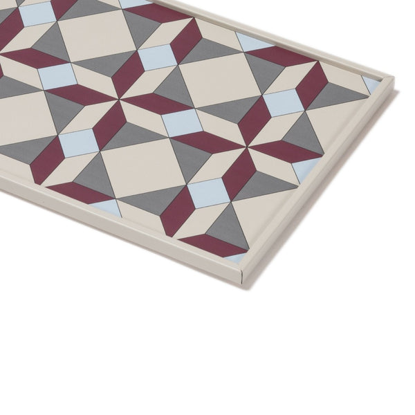 Close-up Rectangular Tray San Marco No3 Small by Giobagnara in leather with geometric Venetian motif