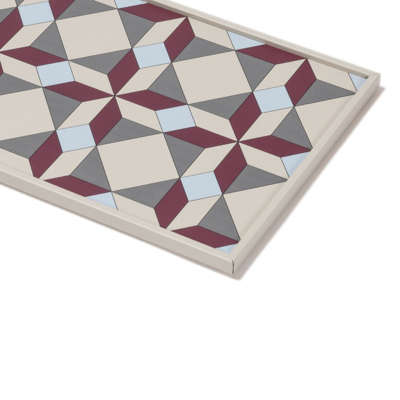 Close-up Rectangular Tray San Marco No3 Small by Giobagnara in leather with geometric Venetian motif