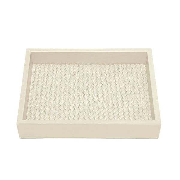 Rectangular Valet Leather Tray Padded Handwoven Febe by Riviere x Giobagnara ivory