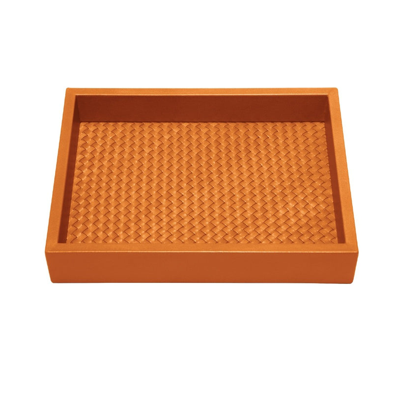 Rectangular Valet Leather Tray Padded Handwoven Febe by Riviere x Giobagnara orange
