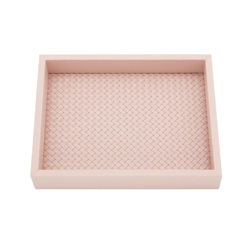 Rectangular Valet Leather Tray Padded Handwoven Febe by Riviere x Giobagnara pink