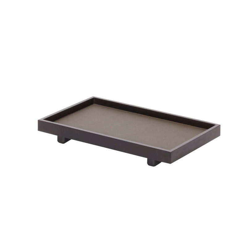 Rectangular tray with wenge wood mini on a white background