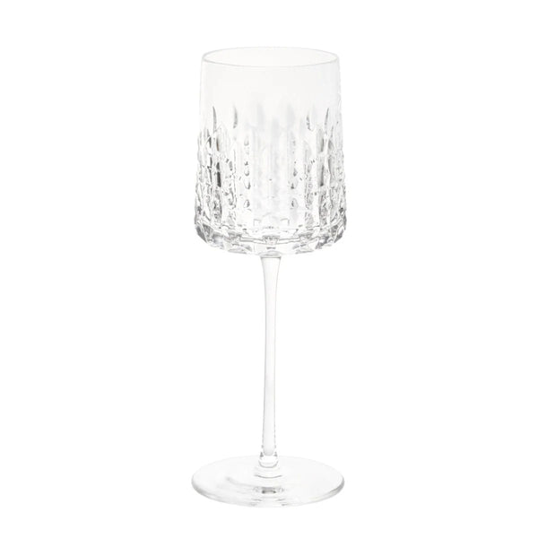 Ulysse red wine glass in hand-cut French crystal with siren-scale design.