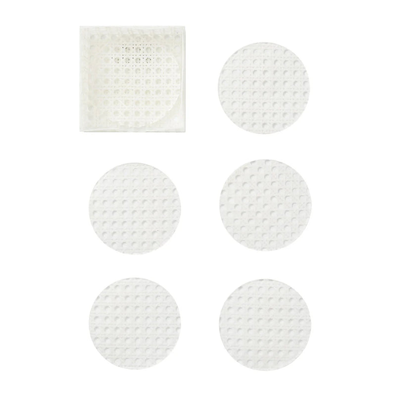 Reed coaster set of 6 in white by Kim Seybert with caddy, natural woven table accessory