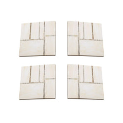 Resin and wood coaster set of 4 in natural finish, organic modern table decor
