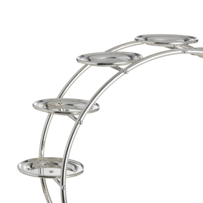 Close-up round silver-plated Rialto pastry stand with 12 removable plates by Greggio