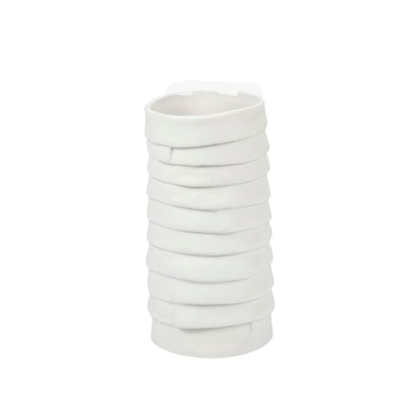 Stack of white hair ties on a white background