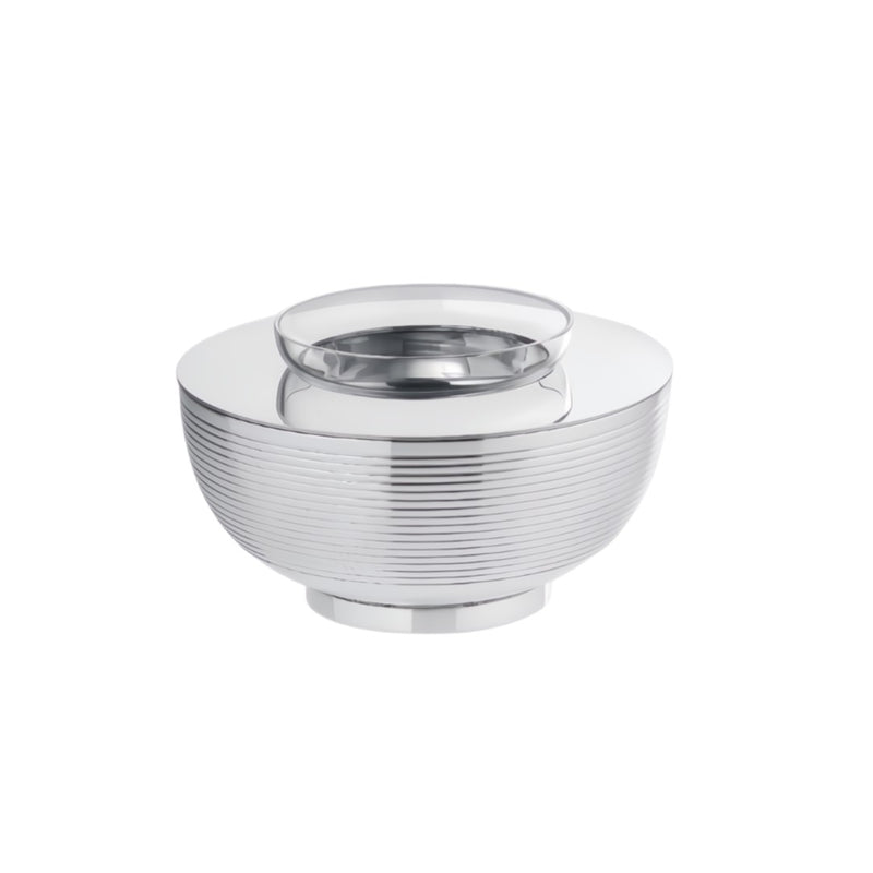 Round silver-plated caviar cup with ribbed design from the Transat collection by Ercuis