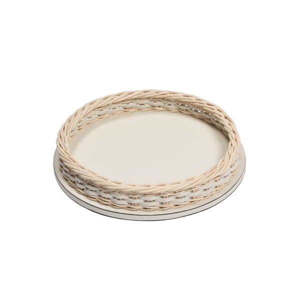 Round Leather and Rattan Tray Orsay mini by Pigment France x Giobagnara