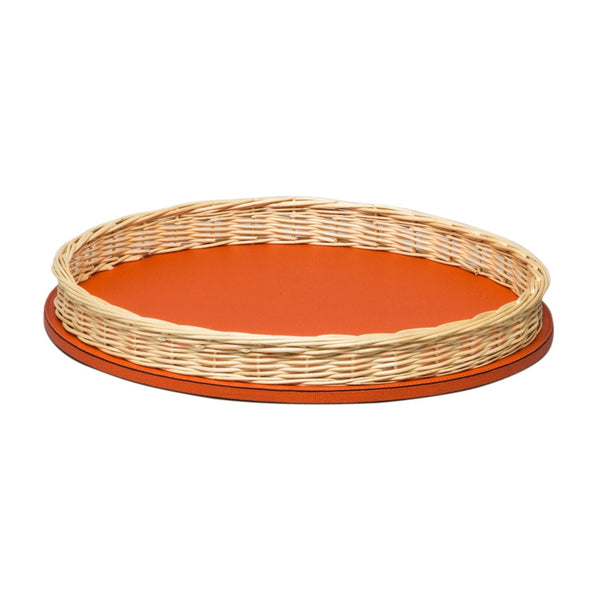 Round Leather and Willow Tray Orsay large by Pigment France x Giobagnara